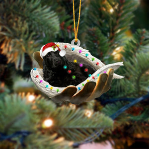Black cocker spaniel Sleeping Angel In God Hand Christmas Ornament