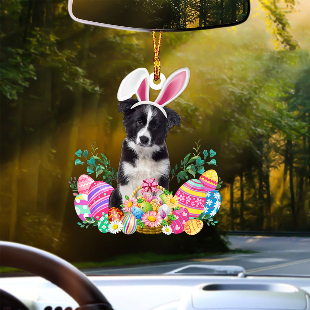 Border Collie Happy Easter Car Hanging Ornament