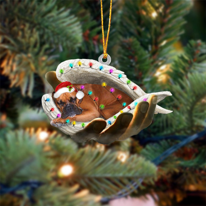 Boxer Sleeping Angel In God Hand Christmas Ornament