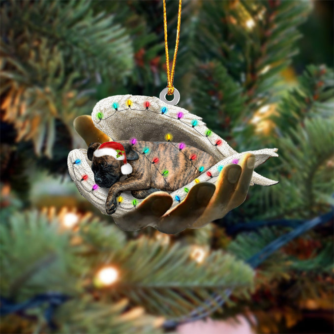 Brindle Boxer1 Sleeping Angel In God Hand Christmas Ornament