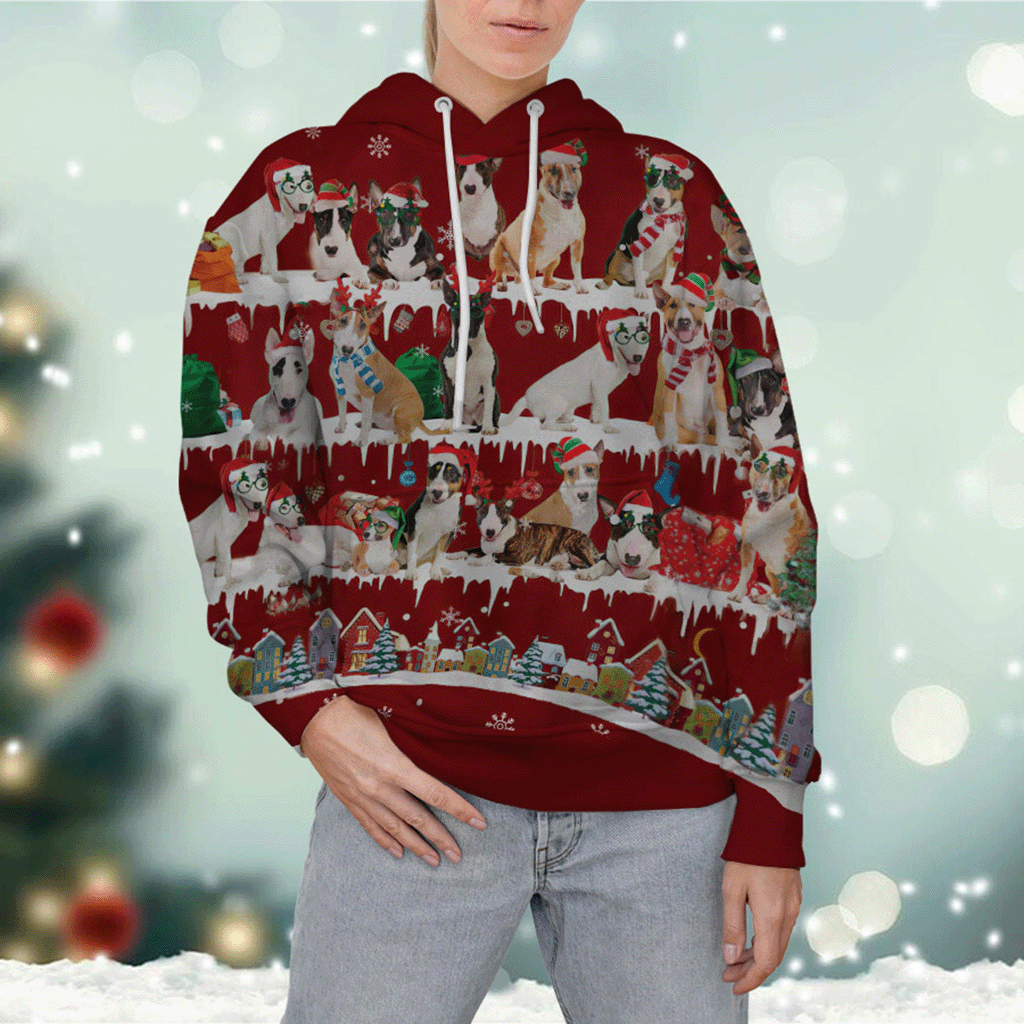 Bull Terrier - Snow Christmas - 3D Hoodie