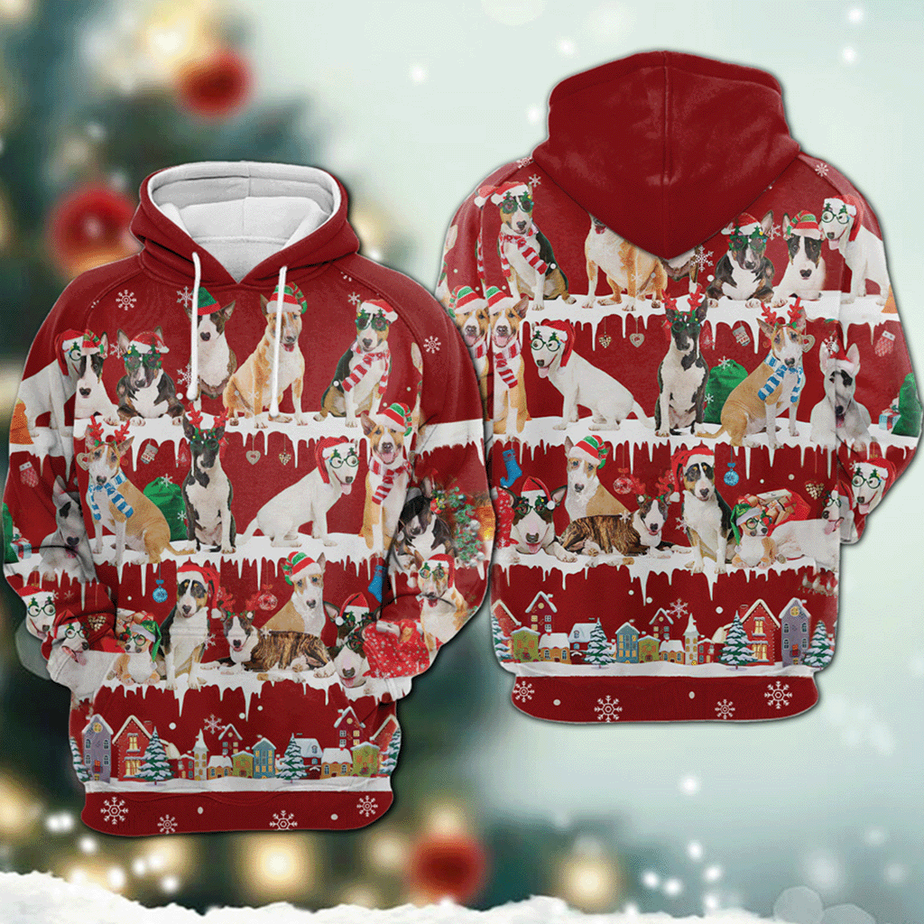 Bull Terrier - Snow Christmas - 3D Hoodie