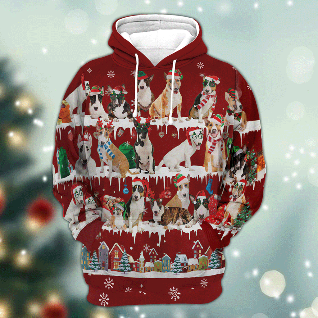 Bull Terrier - Snow Christmas - 3D Hoodie