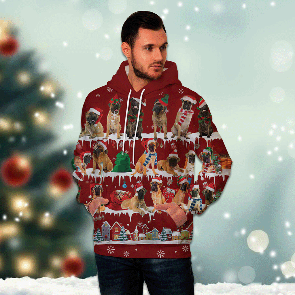 Bullmastiff - Snow Christmas - 3D Hoodie