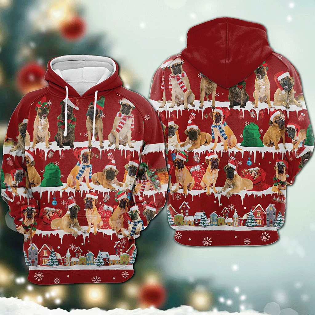 Bullmastiff - Snow Christmas - 3D Hoodie