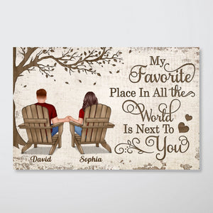 Back View Couple Sitting Under Tree Gift For Him For Her Personalized Horizontal Poster