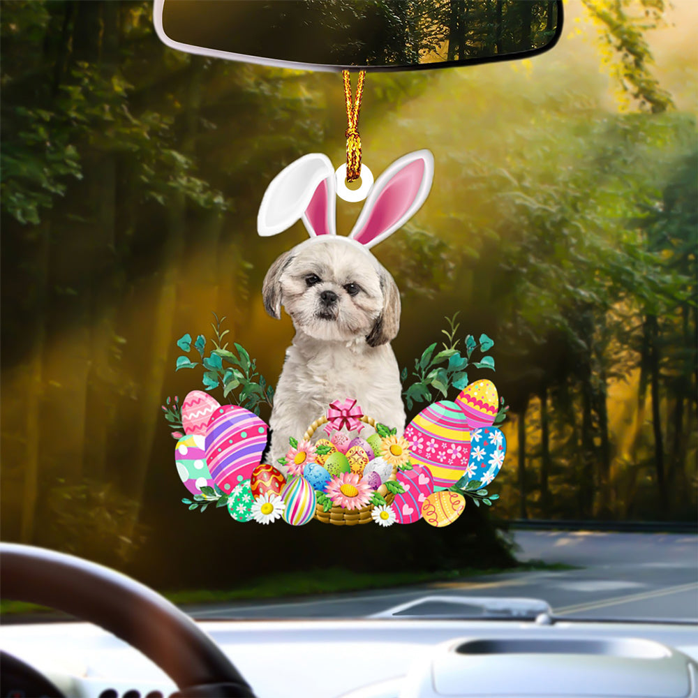 CREAM Shih Tzu Happy Easter Car Hanging Ornament