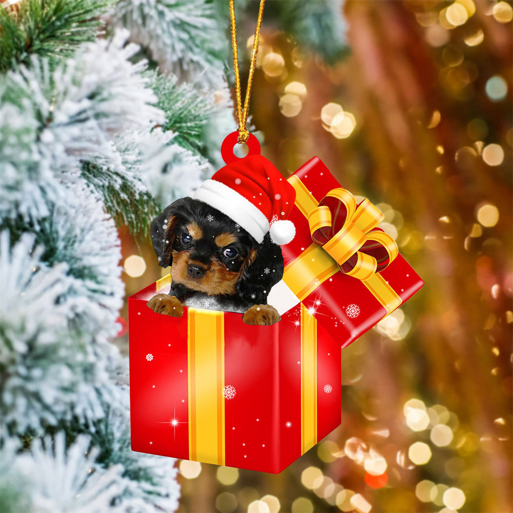 Cavalier King Charles Spaniel 2 In Red Gift Box Christmas Ornament