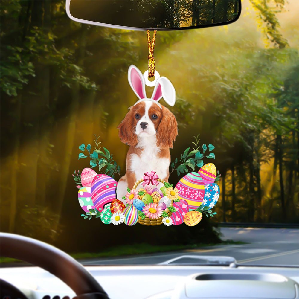 Cavalier King Charles Spaniel Happy Easter Car Hanging Ornament