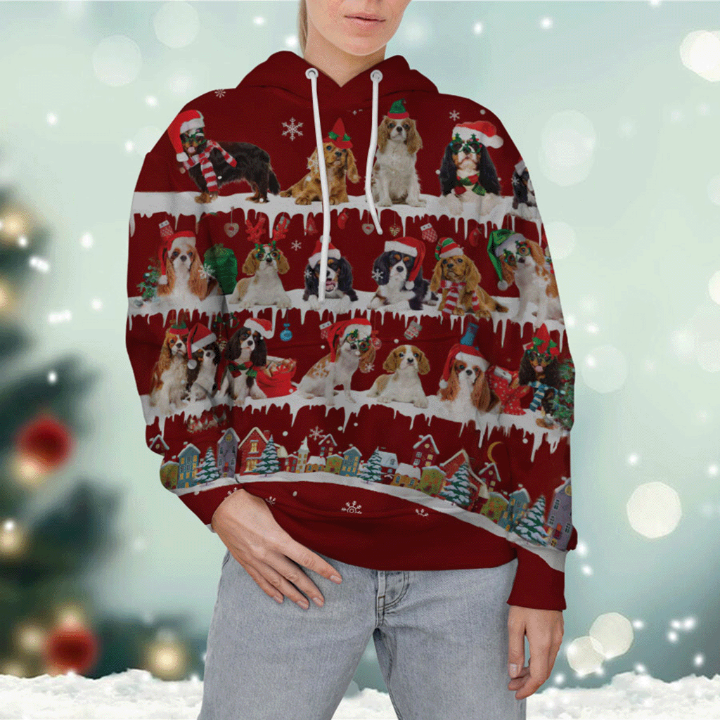 Cavalier King Charles Spaniel - Snow Christmas - 3D Hoodie