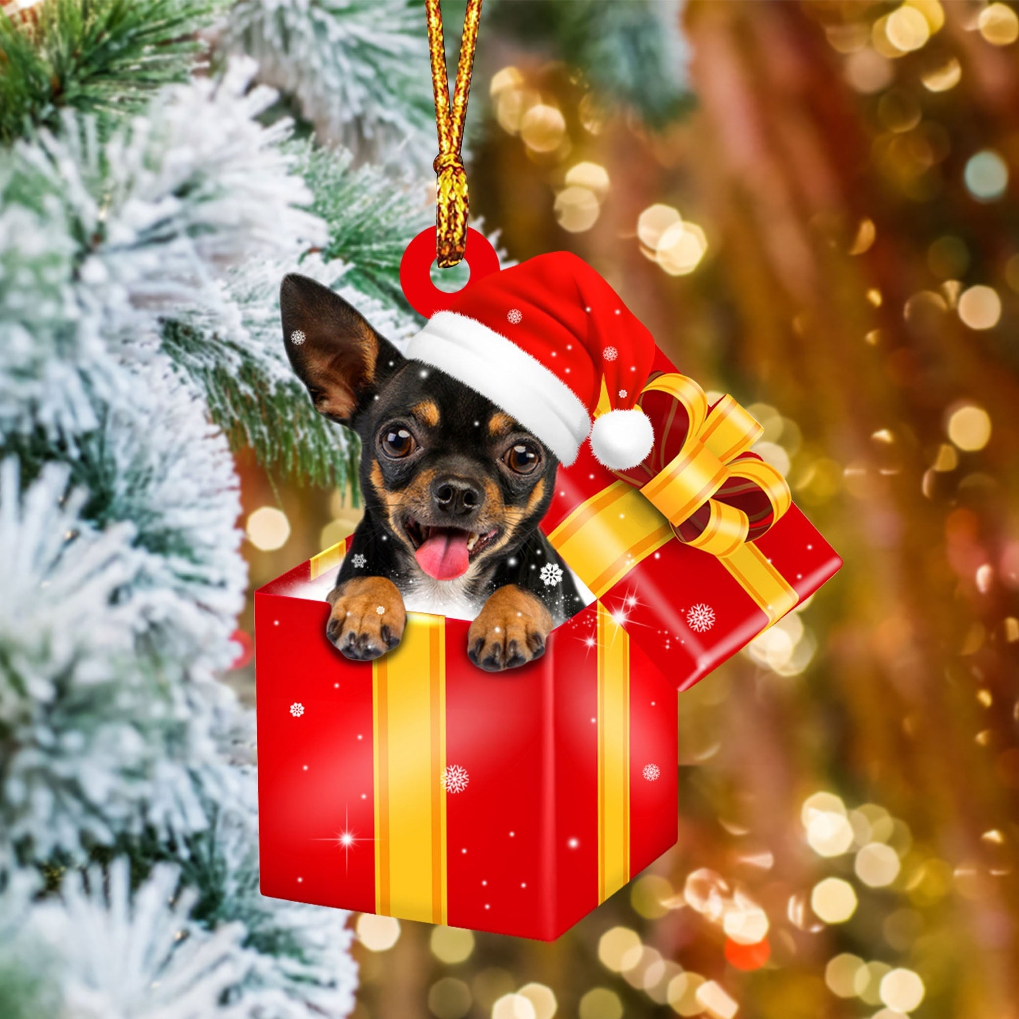 Chihuahua.... In Red Gift Box Christmas Ornament