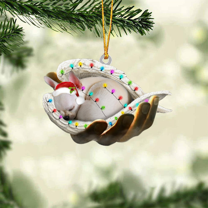 Chihuahua1 Sleeping Angel In God Hand Christmas Ornament