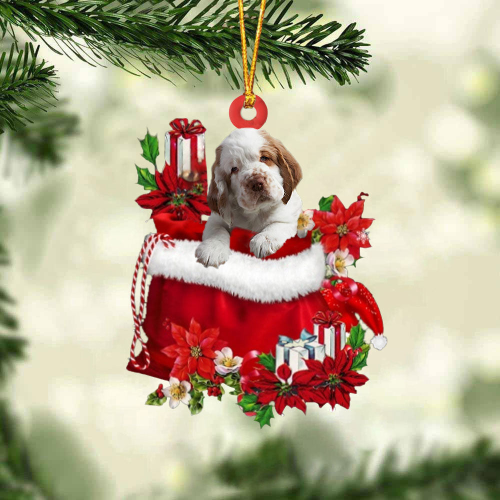 Clumber Spaniel In Gift Bag Christmas Ornament
