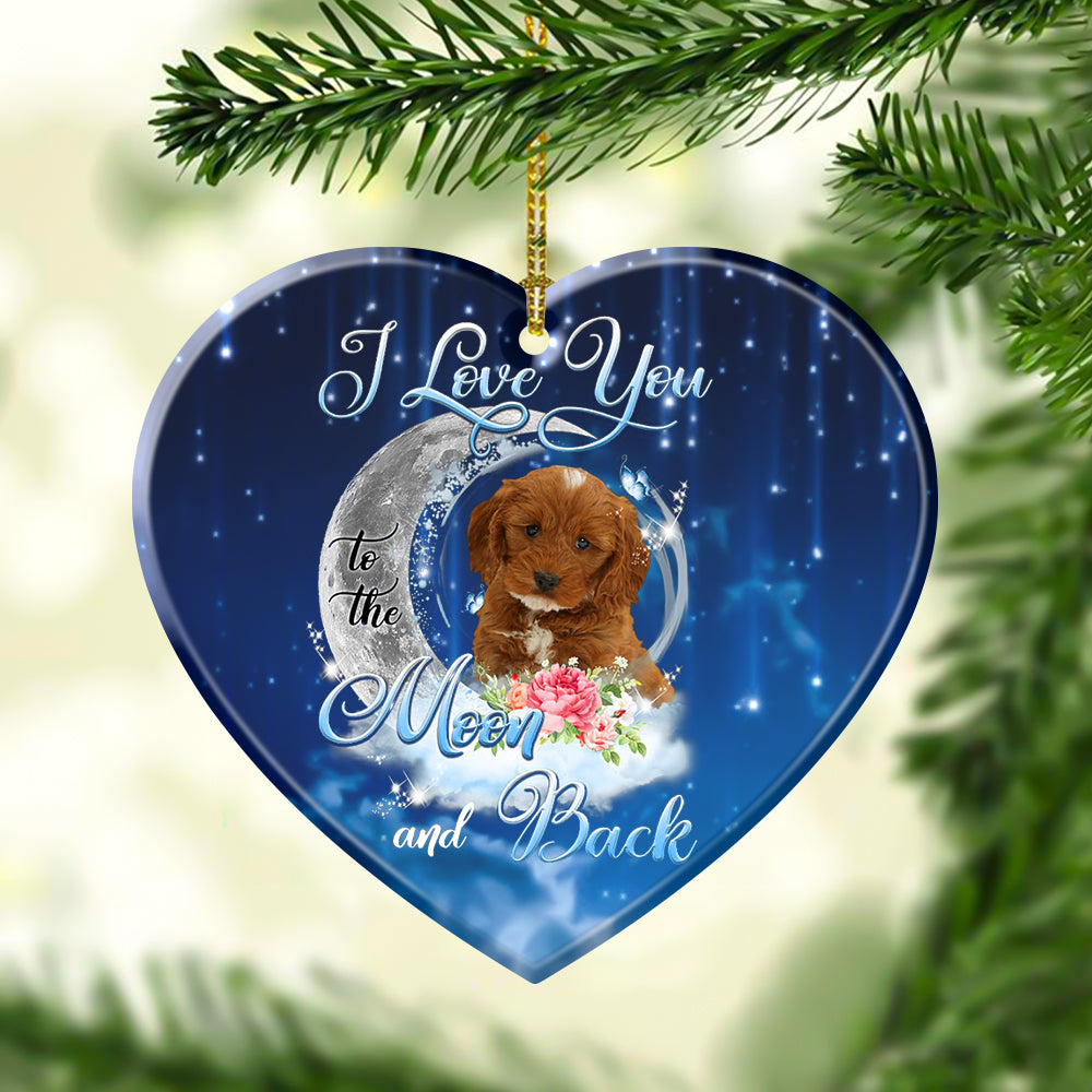 Cockapoo I Love You To The Moon And Back Heart Shape Ceramic Ornament