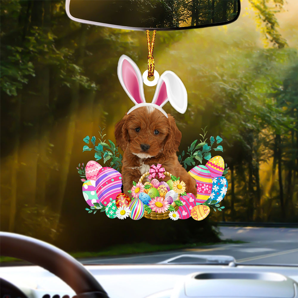 Cockapoo Happy Easter Car Hanging Ornament