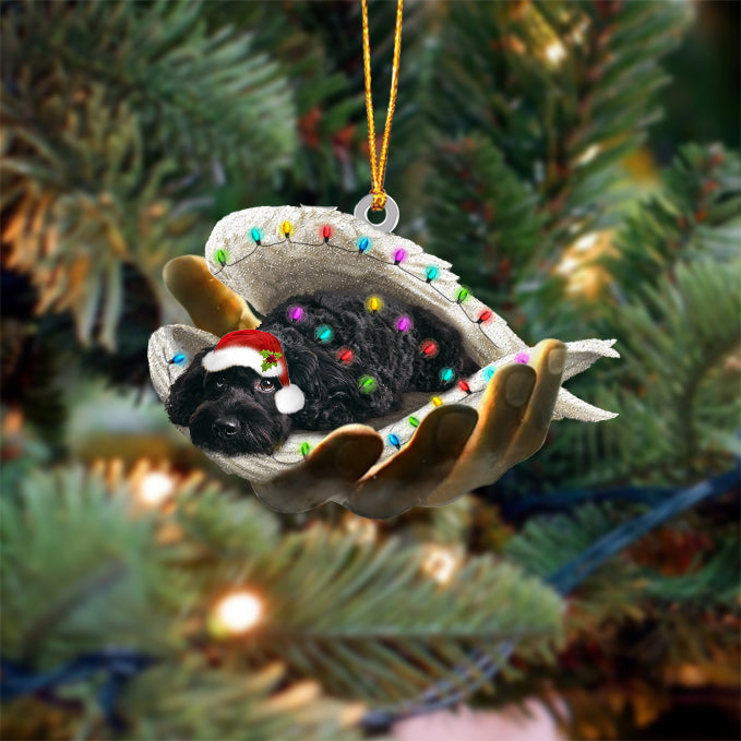 Cockapoo (Black) Sleeping Angel In God Hand Christmas Ornament