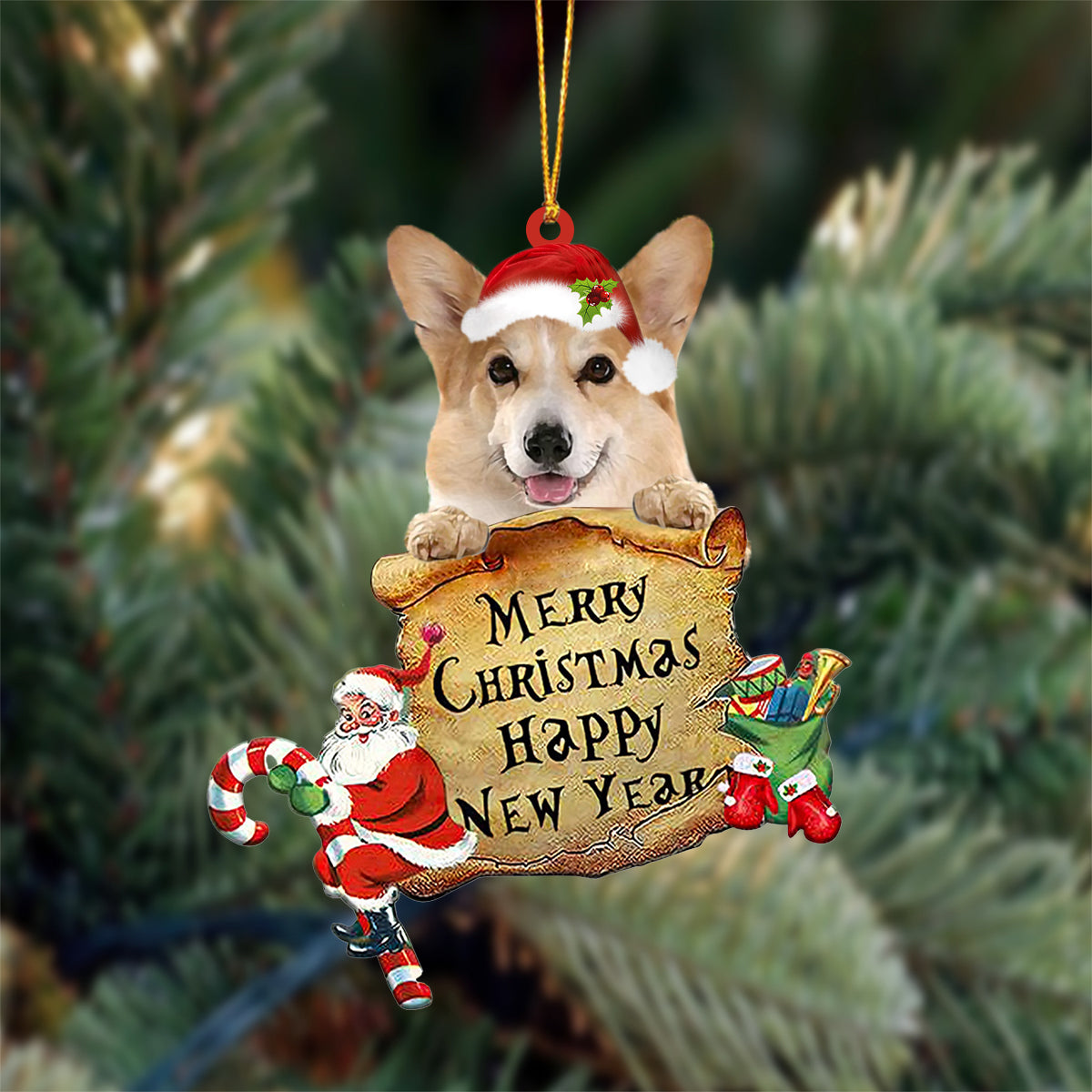 Corgi Merry Christmas&Happy New Year Hanging Ornament