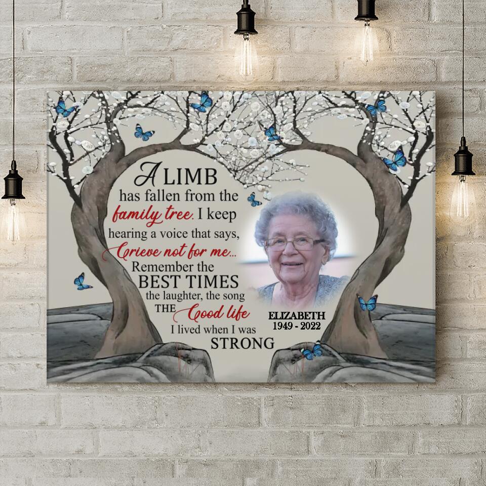 Custom Personalized Memorial Photo Canvas - Memorial Gift Idea For Family Member - A Limb Has Fallen From The Family Tree