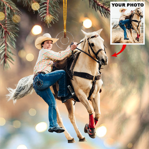 Personalized Horse Riding Upload Photo Christmas Ornament-Gift For Horse Lovers