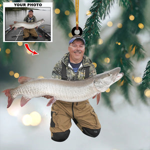 Personalized Fishing Upload Photo Christmas Ornament