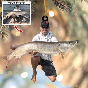 Personalized Fishing Upload Photo Christmas Ornament