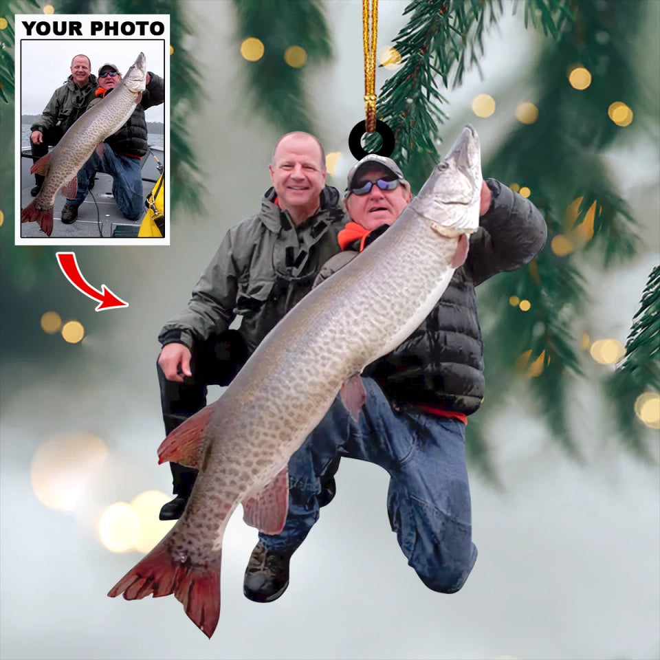 Personalized Fishing Upload Photo Christmas Ornament