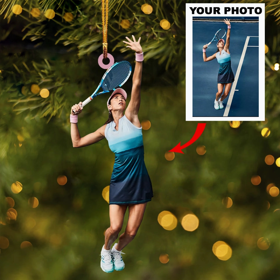 Personalized Tennis Player Upload Photo Christmas Ornament