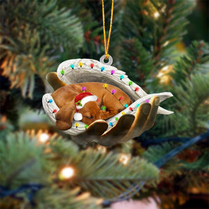 Dachshund Sleeping Angel In God Hand Christmas Ornament