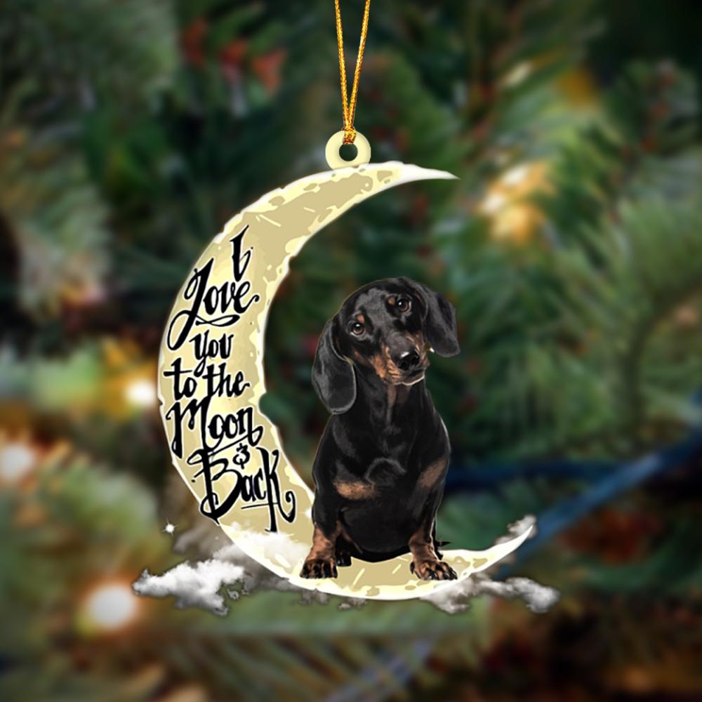 Dachshund I Love You To The Moon And Back Hanging Ornament