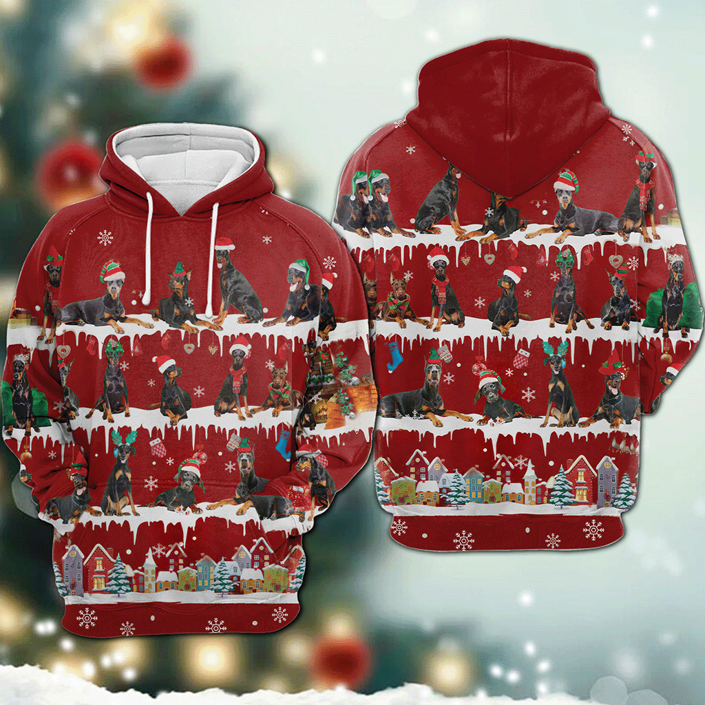 Doberman - Snow Christmas - 3D Hoodie