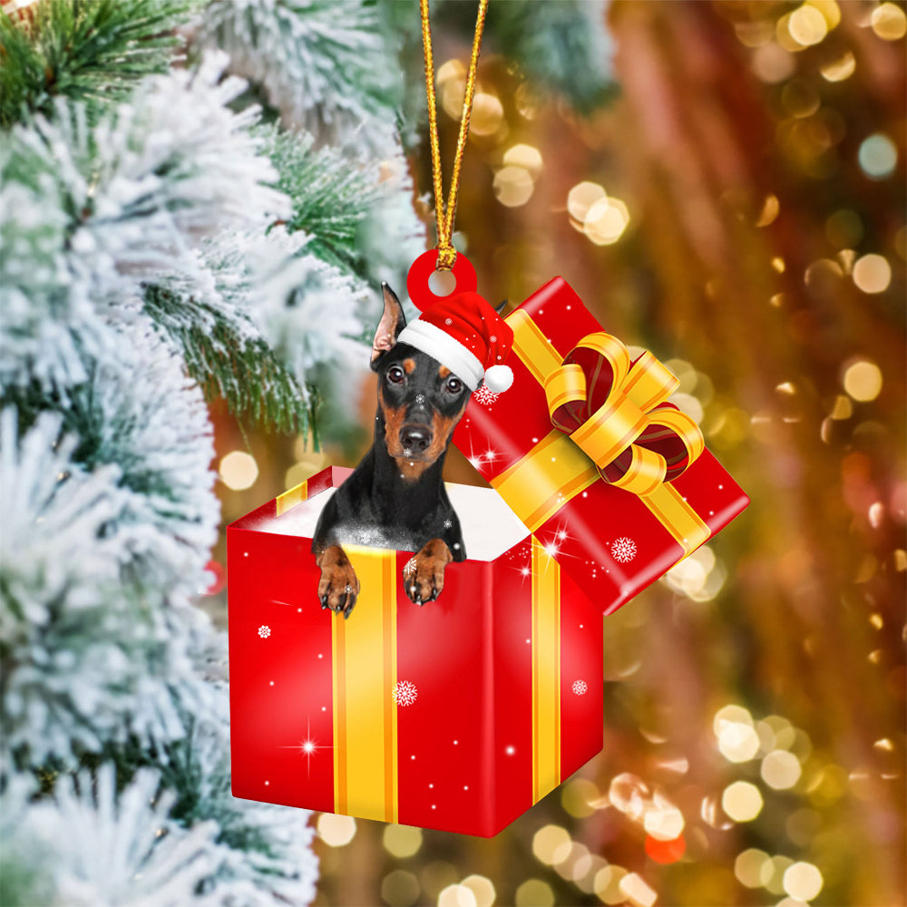 Doberman06 In Red Gift Box Christmas Ornament