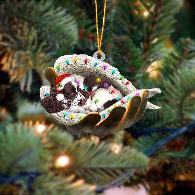 English Springer Spaniel Sleeping Angel In God Hand Christmas Ornament