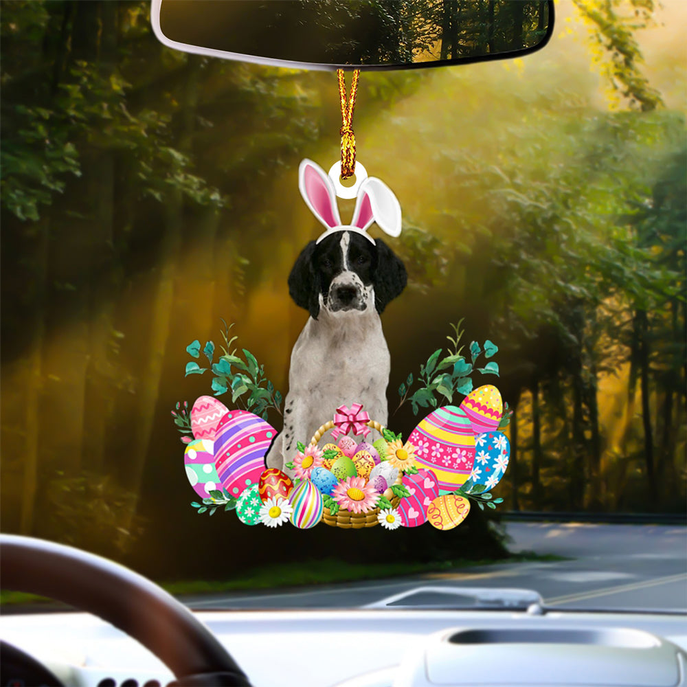 English Springer Spaniel Happy Easter Car Hanging Ornament