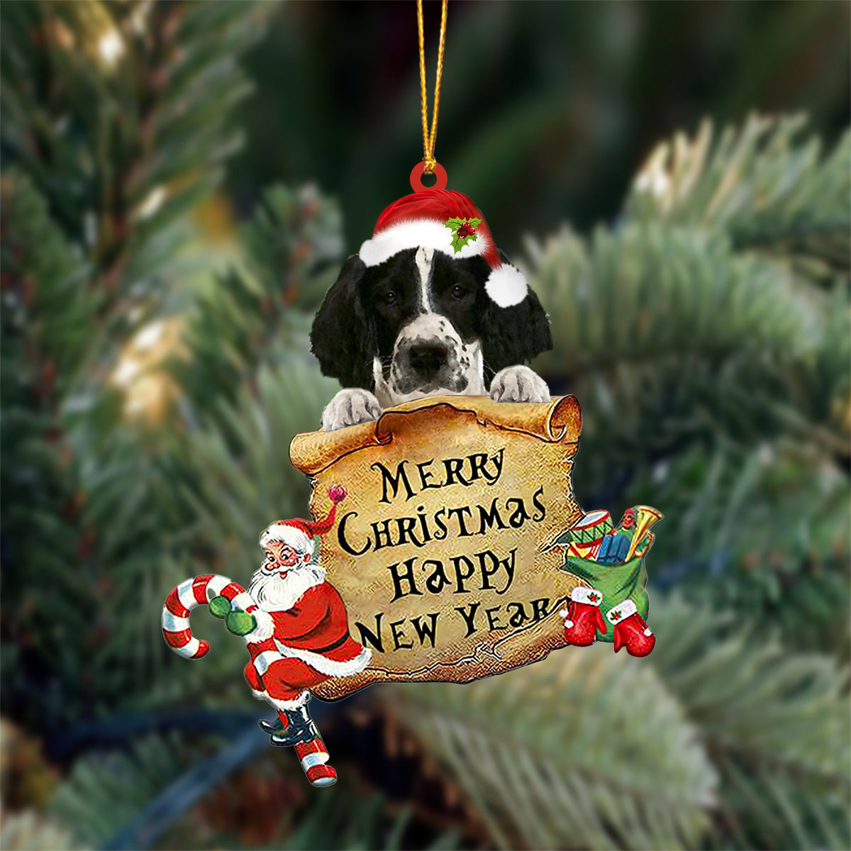 English Springer Spaniel Merry Christmas&Happy New Year Hanging Ornament