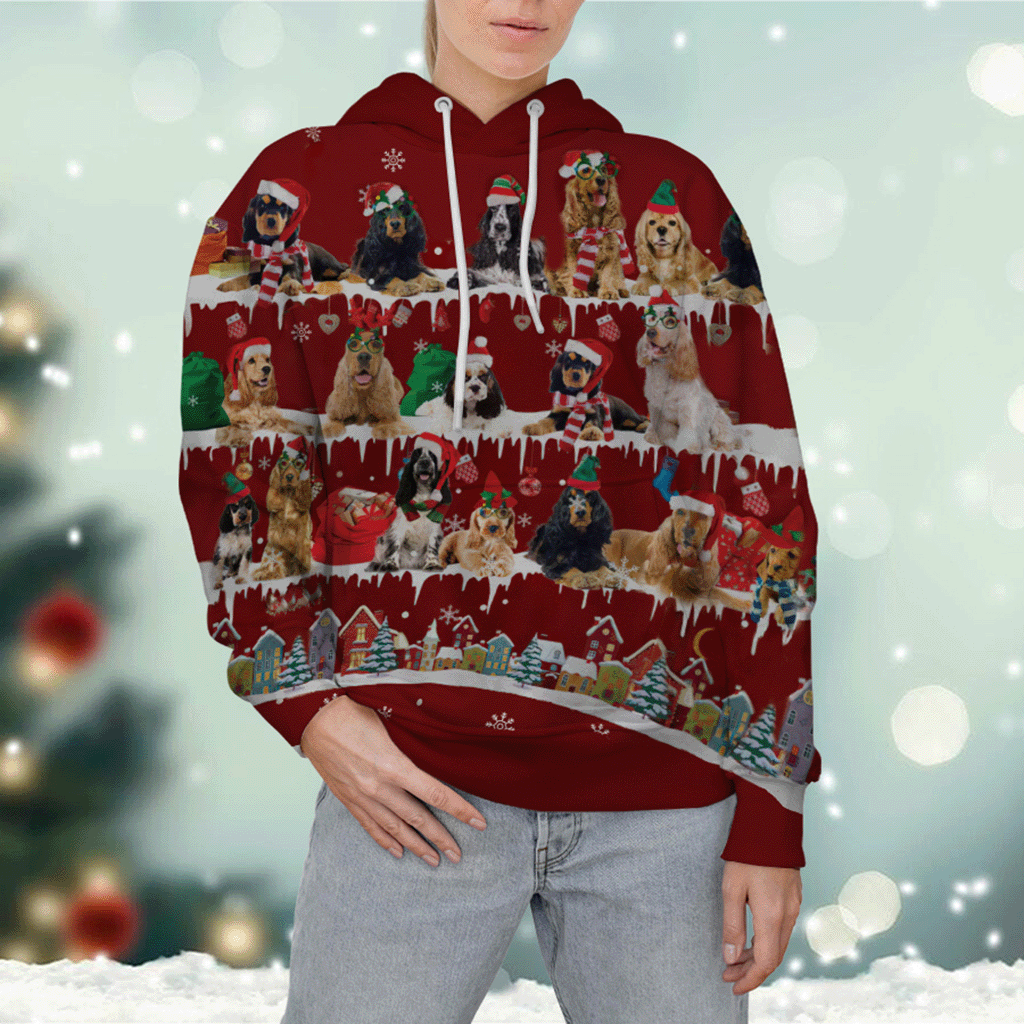 English Cocker Spaniel - Snow Christmas - 3D Hoodie