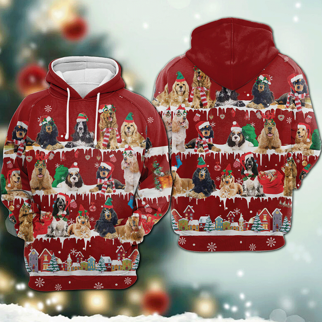 English Cocker Spaniel - Snow Christmas - 3D Hoodie