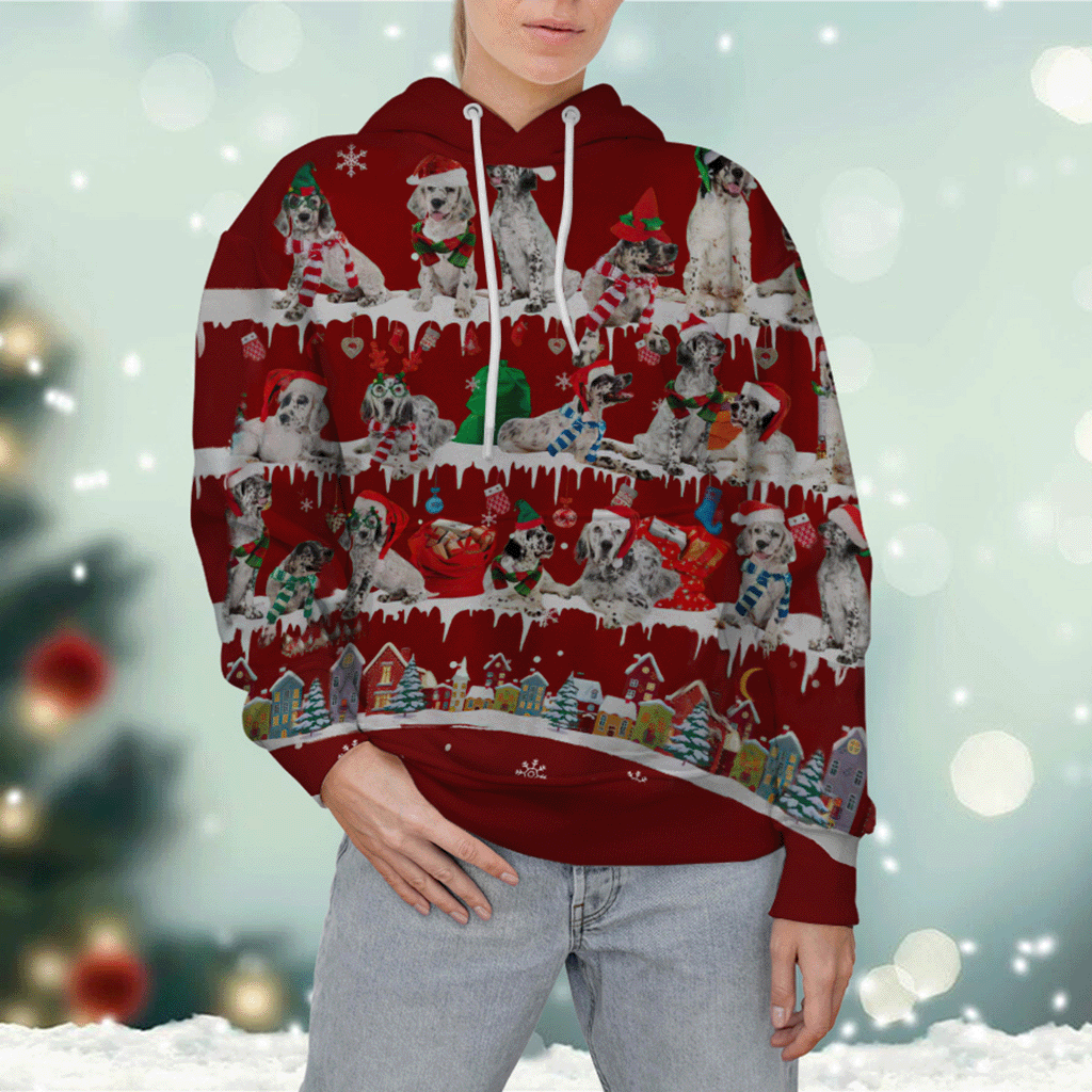 English Setter - Snow Christmas - 3D Hoodie