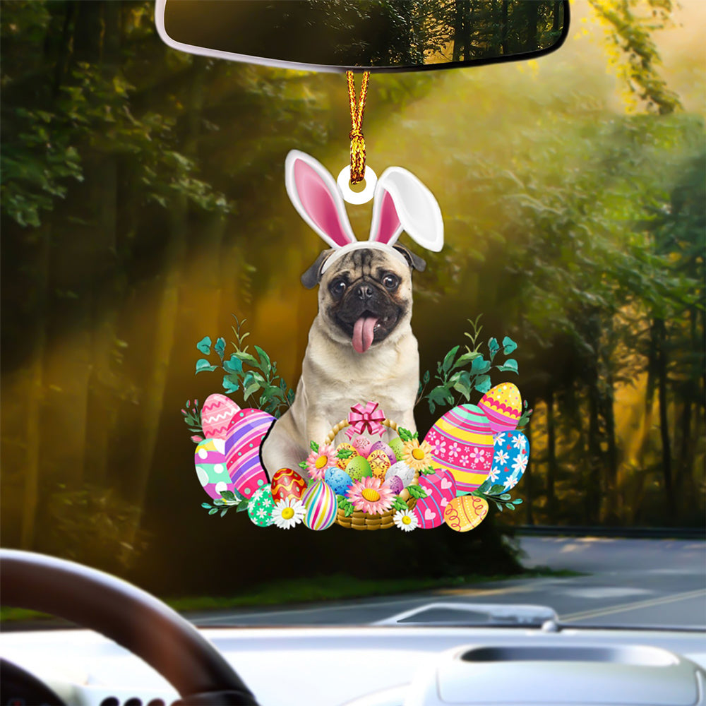 FAWN Pug Happy Easter Car Hanging Ornament