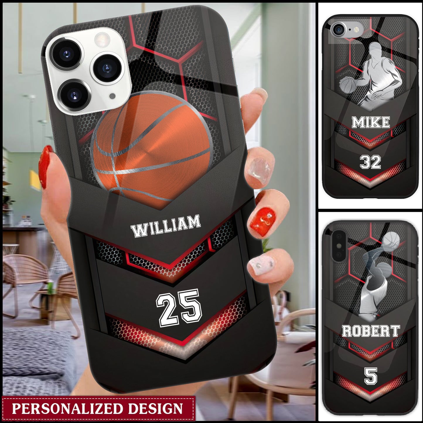 Gift For Basketball Lover Basketball And The Player Personalized Glass Phone Case