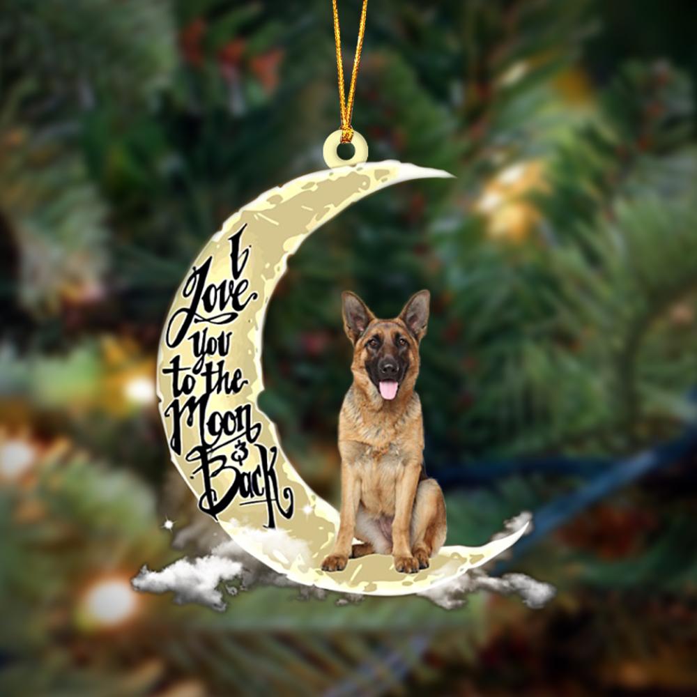 German Shepherd I Love You To The Moon And Back Hanging Ornament