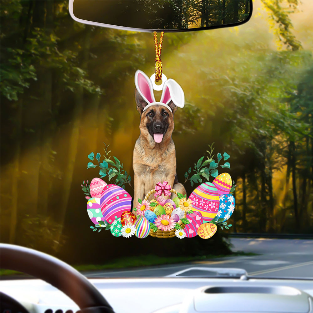 German Shepherd Happy Easter Car Hanging Ornament