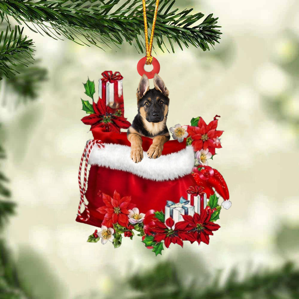 German Shepherd In Gift Bag Christmas Ornament