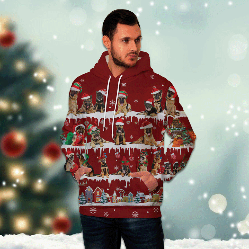 German Shepherd - Snow Christmas - 3D Hoodie