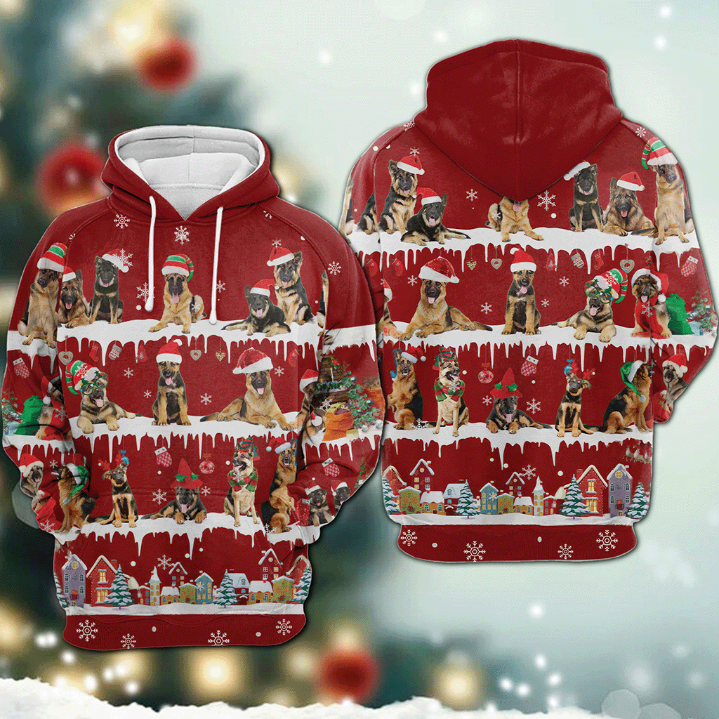 German Shepherd - Snow Christmas - 3D Hoodie