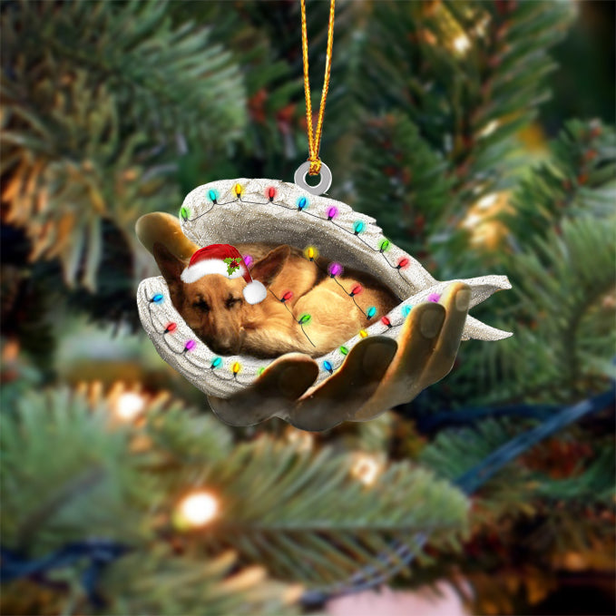 German shepherd Sleeping Angel In God Hand Christmas Ornament