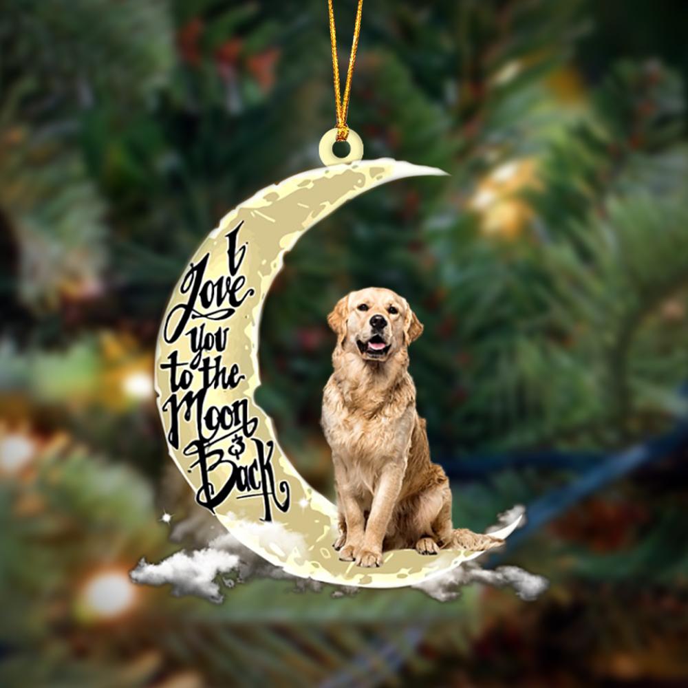 Golden Retriever I Love You To The Moon And Back Hanging Ornament