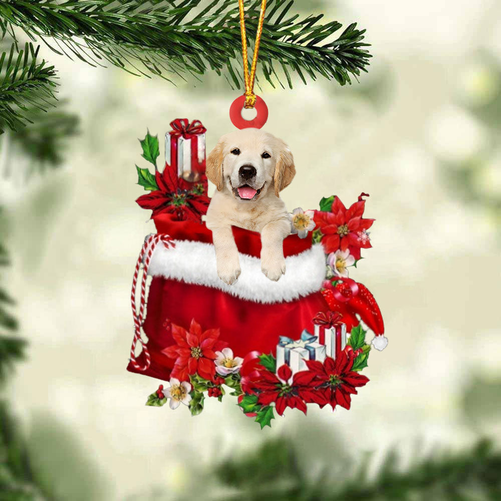 Golden Retriever0 In Gift Bag Christmas Ornament