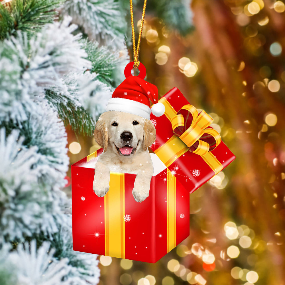 Golden Retriever0 In Red Gift Box Christmas Ornament