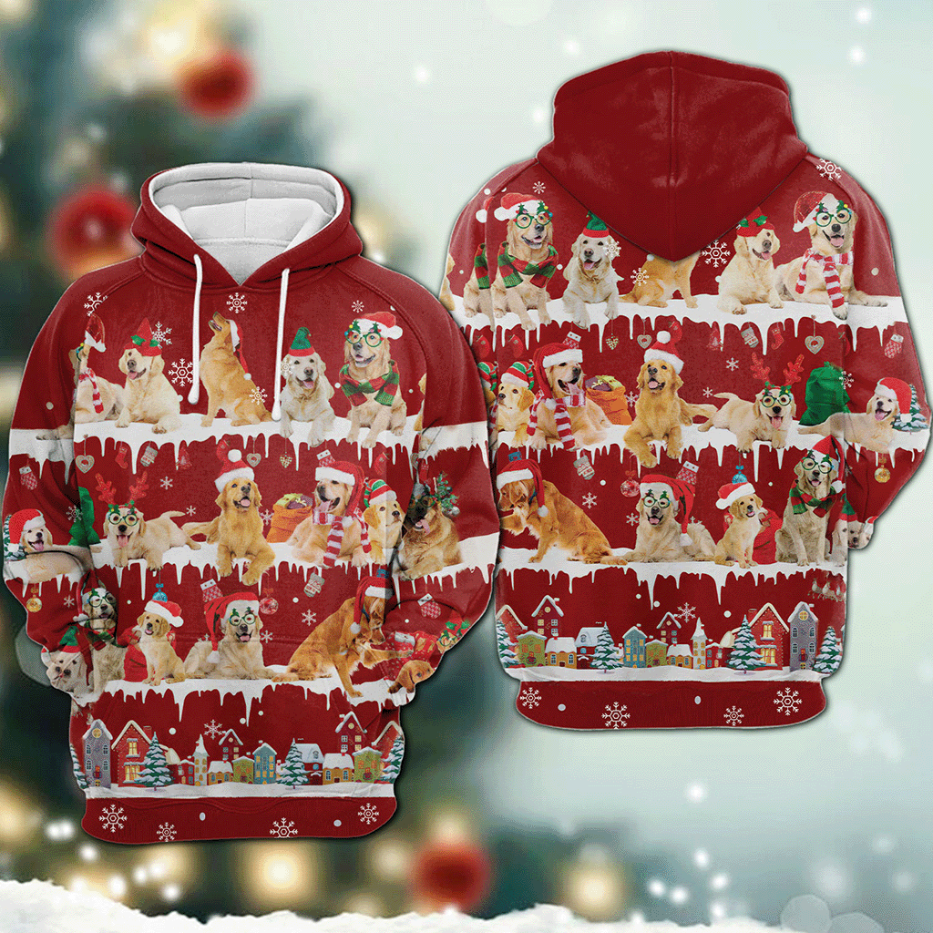 Golden Retriever - Snow Christmas - 3D Hoodie