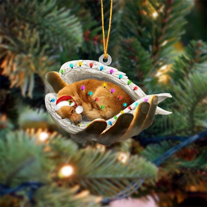 Golden retriever Sleeping Angel In God Hand Christmas Ornament